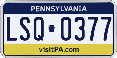 PA license plate LSQ0377