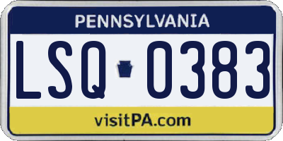 PA license plate LSQ0383