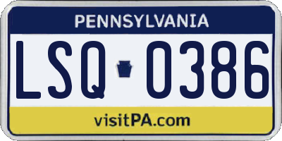 PA license plate LSQ0386