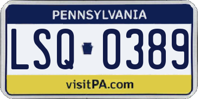 PA license plate LSQ0389