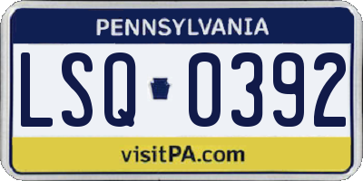 PA license plate LSQ0392