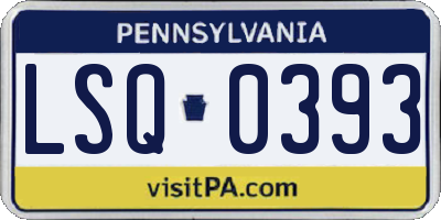 PA license plate LSQ0393