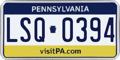 PA license plate LSQ0394
