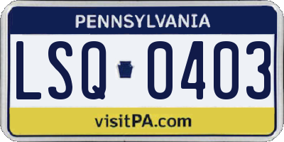 PA license plate LSQ0403