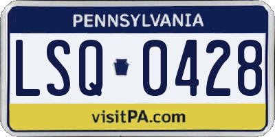 PA license plate LSQ0428