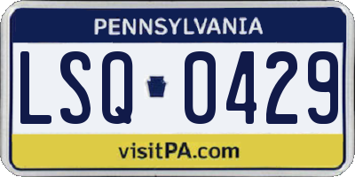 PA license plate LSQ0429