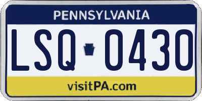PA license plate LSQ0430