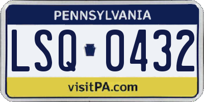 PA license plate LSQ0432