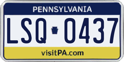 PA license plate LSQ0437