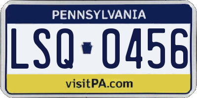 PA license plate LSQ0456