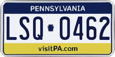 PA license plate LSQ0462