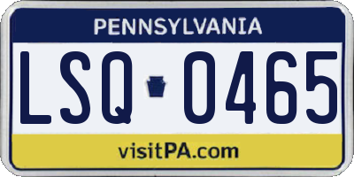 PA license plate LSQ0465