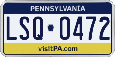 PA license plate LSQ0472