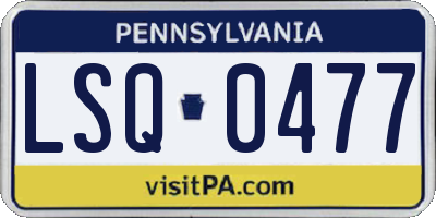 PA license plate LSQ0477