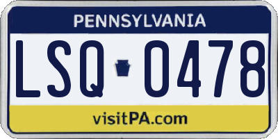 PA license plate LSQ0478