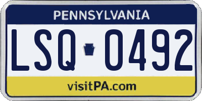 PA license plate LSQ0492