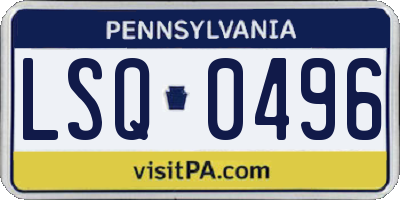 PA license plate LSQ0496