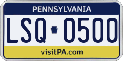 PA license plate LSQ0500