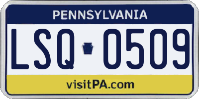 PA license plate LSQ0509