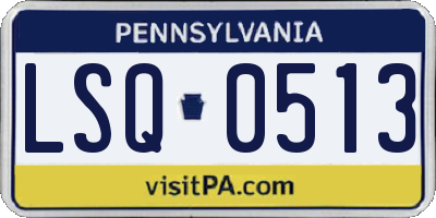 PA license plate LSQ0513