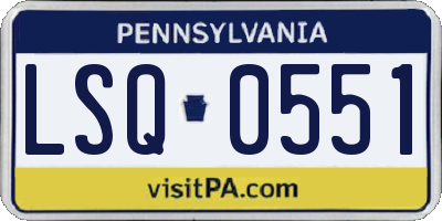 PA license plate LSQ0551