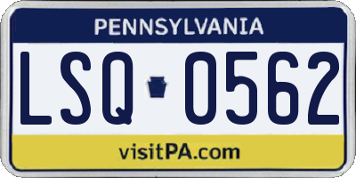PA license plate LSQ0562