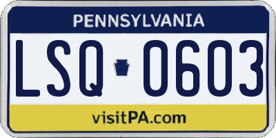 PA license plate LSQ0603