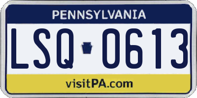 PA license plate LSQ0613