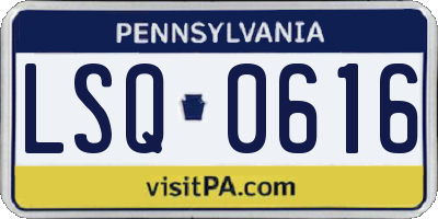PA license plate LSQ0616