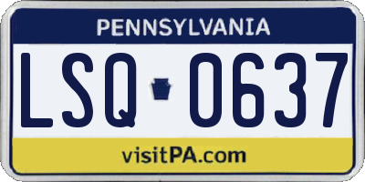 PA license plate LSQ0637