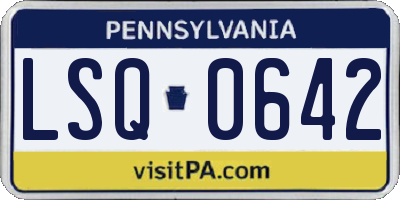 PA license plate LSQ0642