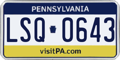 PA license plate LSQ0643