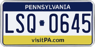 PA license plate LSQ0645