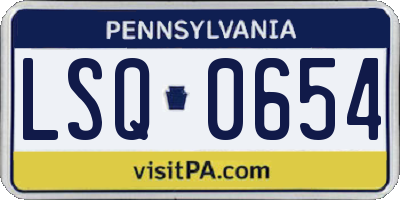 PA license plate LSQ0654