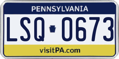PA license plate LSQ0673
