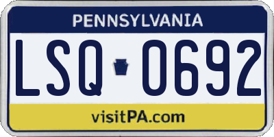 PA license plate LSQ0692