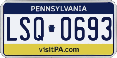 PA license plate LSQ0693