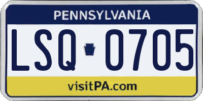 PA license plate LSQ0705