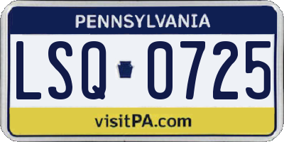 PA license plate LSQ0725