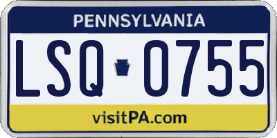 PA license plate LSQ0755