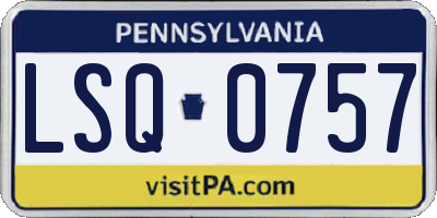 PA license plate LSQ0757