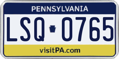 PA license plate LSQ0765