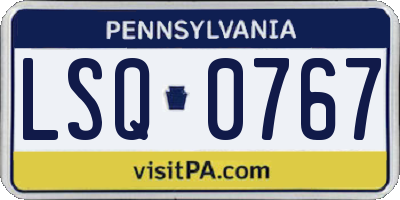 PA license plate LSQ0767