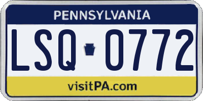 PA license plate LSQ0772