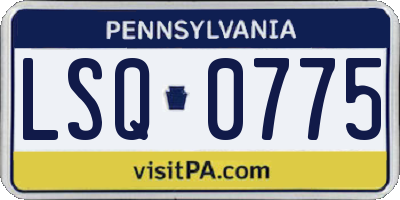 PA license plate LSQ0775