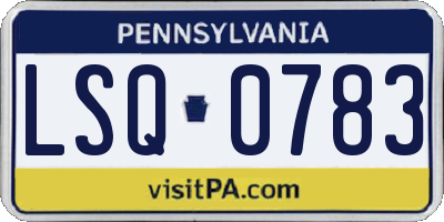 PA license plate LSQ0783