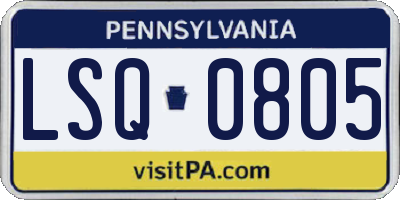 PA license plate LSQ0805