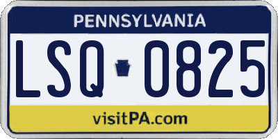 PA license plate LSQ0825