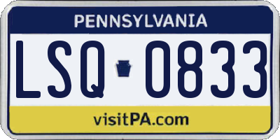 PA license plate LSQ0833