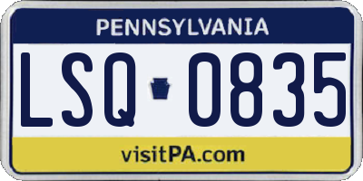 PA license plate LSQ0835
